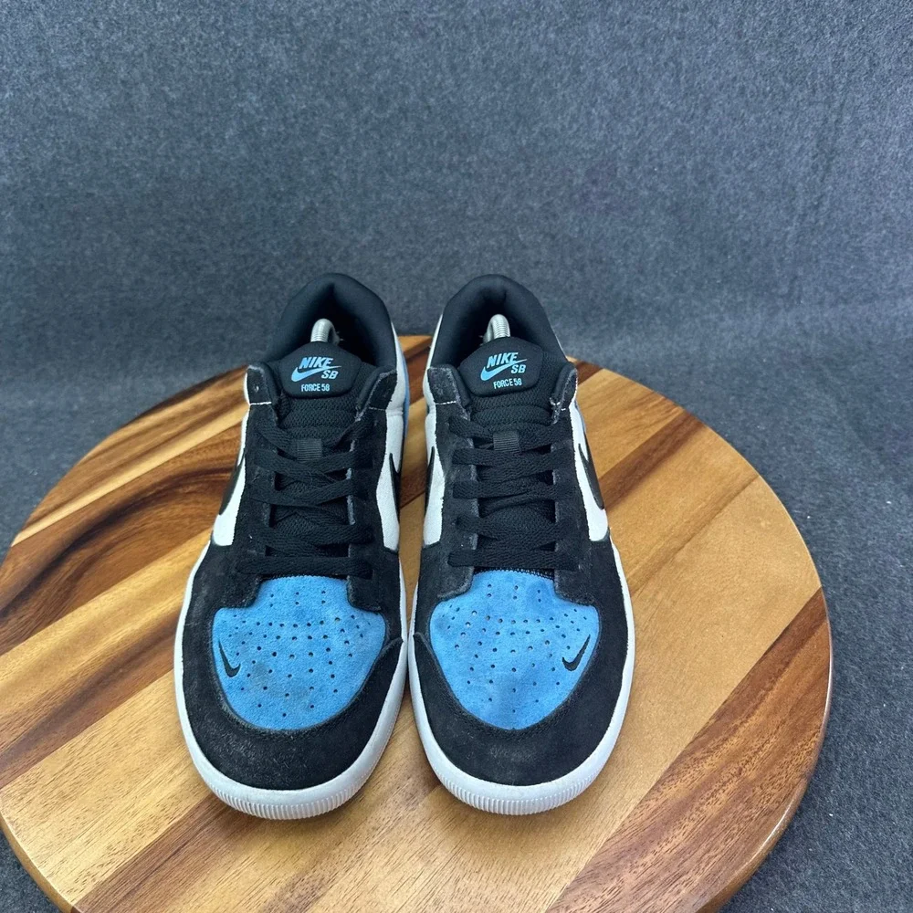 Nike SB Force 58 Suede Skate Shoes Black Blue White Mens Size 12 CZ2959-400